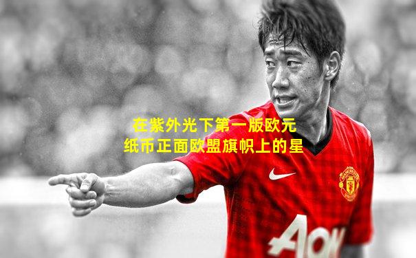 在紫外光下第一版欧元纸币正面欧盟旗帜上的星